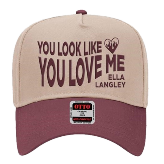 you look like you love me - Khaki and Maroon Trucker Hat- PRE ORDER
