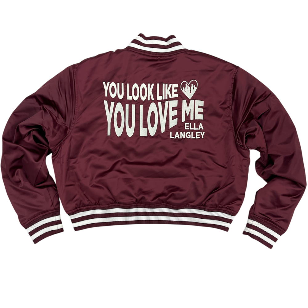 "you look like you love me" satin crop jacket